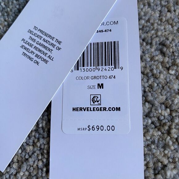 Harve Leger Ribbed Sweetheart Top M Green Long Sleeve Cropped Party Y2K $690 - Picture 12 of 12